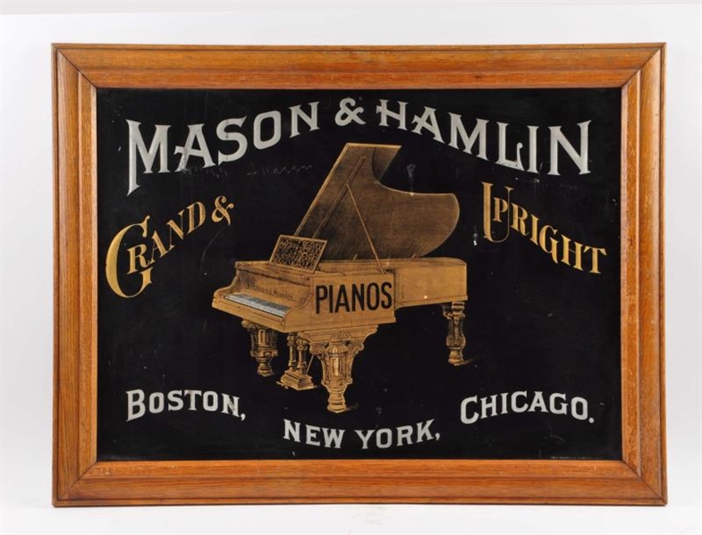 MASON&HAMLIN PIANOS EMBOSSED TIN LITHO SIGN.      