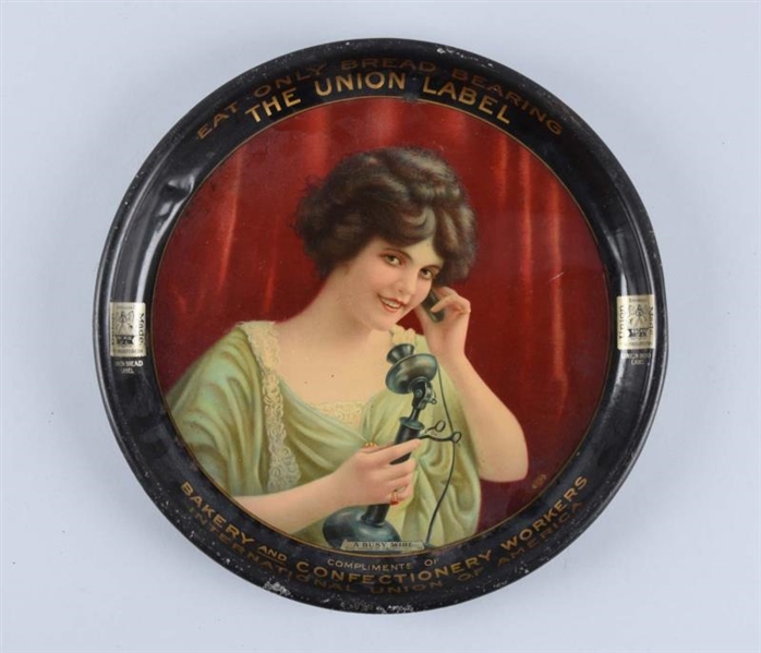 UNION ADVERTISING TRAY WITH PHONE OPERATOR.       