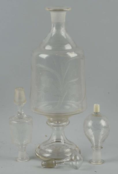 PHARMACY GLASS THREE-TIERED BLOWN GLASS APOTHECARY