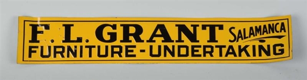 F.L. GRANT FURNITURE & UNDERTAKING TIN TACKER SIGN