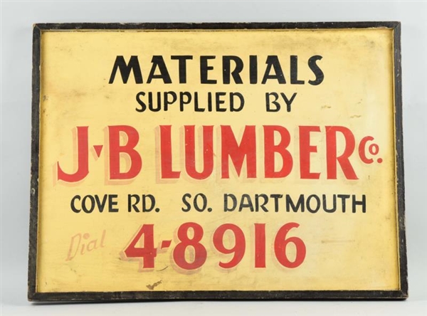 HAND PAINTED LUMBER ADVERTISING SIGN.             