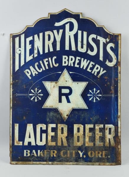 1860S HENRY RUSTS PACIFIC BREWERY ADV. SIGN.     