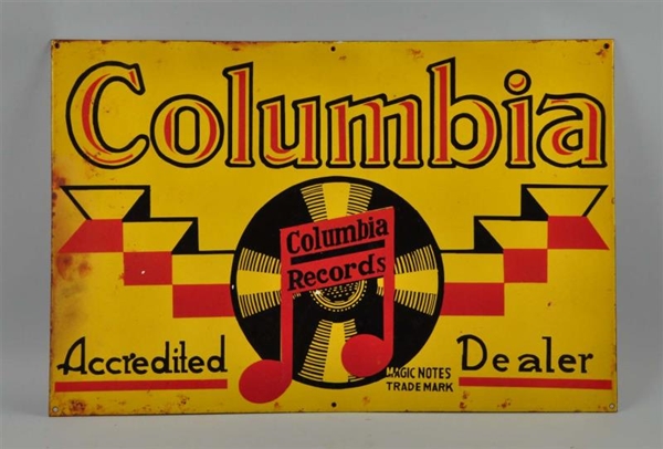 COLUMBIA RECORDS PORCELAIN ADVERTISING SIGN.      