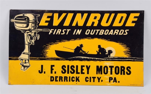 EMBOSSED EVINRUDE ADVERTISING SIGN.               