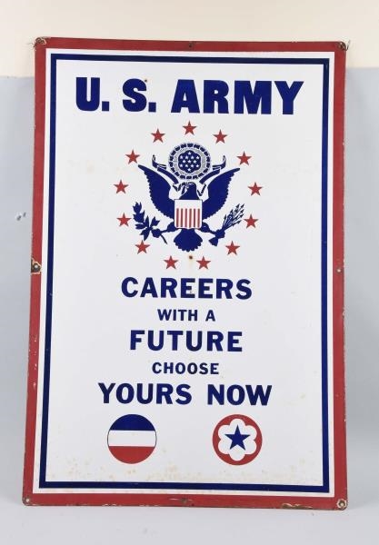 U.S. ARMY & AIR FORCE DOUBLE SIDED PORCELAIN SIGN.