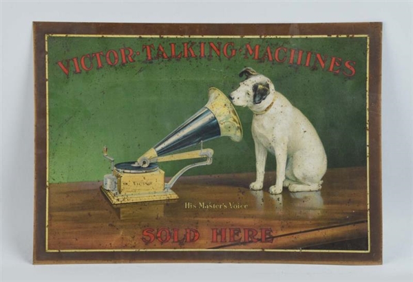 VICTOR TALKING MACHINES "SOLD HERE" TIN SIGN.     