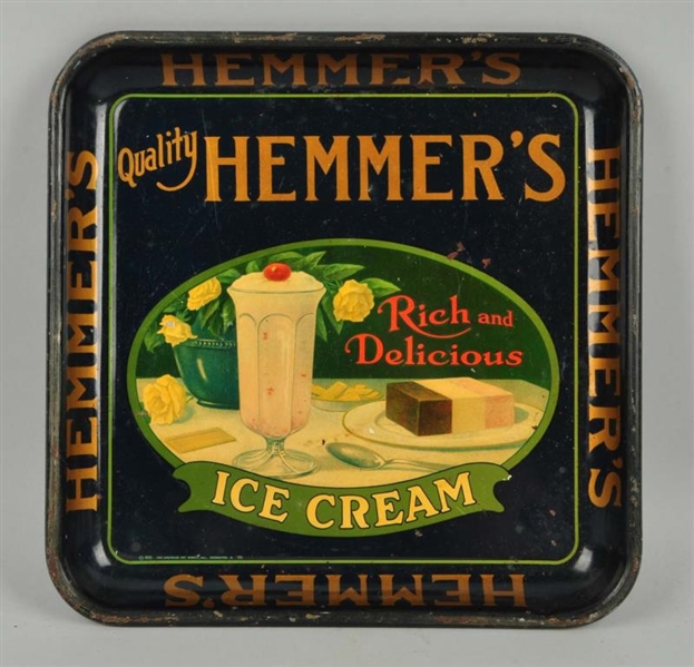 HEMMERS ICE CREAM ADVERTISING TRAY.              