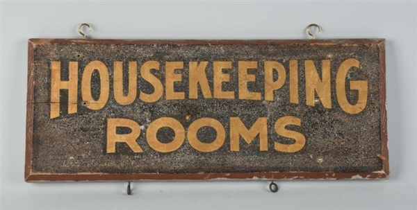 HOUSEKEEPING ROOMS WOODEN TRADE SIGN.             