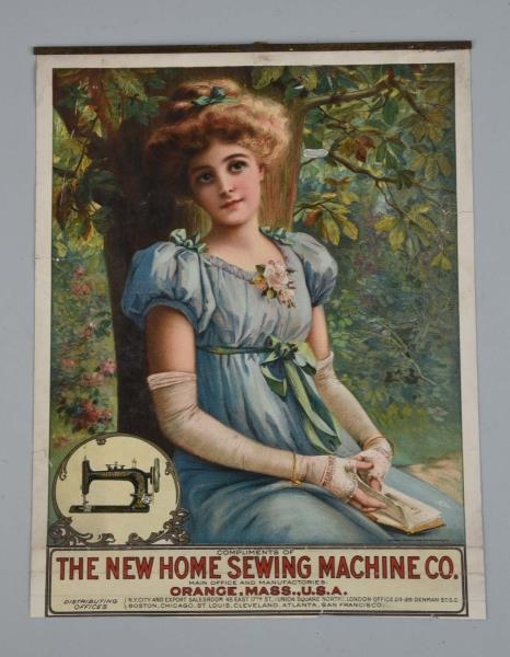 1890S NEW HOME SEWING MACHINE CALENDAR TOP.       