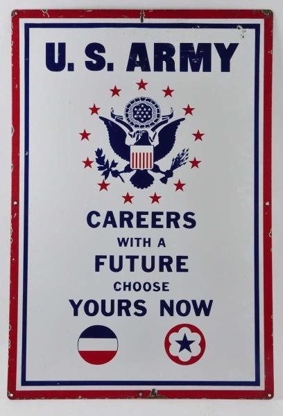 US ARMY AND AIR FORCE PORCELAIN DOUBLE SIDED SIGN.
