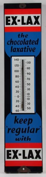 EX-LAX PORCELAIN ADVERTISING THERMOMETER.         