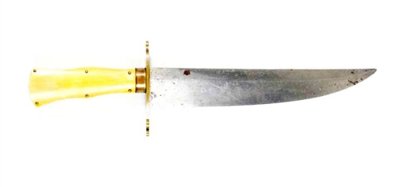 LARGE PRE-CIVIL WAR IVORY HANDLED BOWIE KNIFE.    
