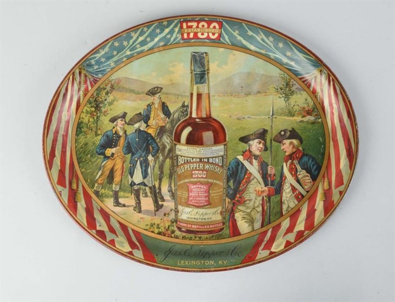 OLD PEPPER WHISKY  ADVERTISING TRAY.              