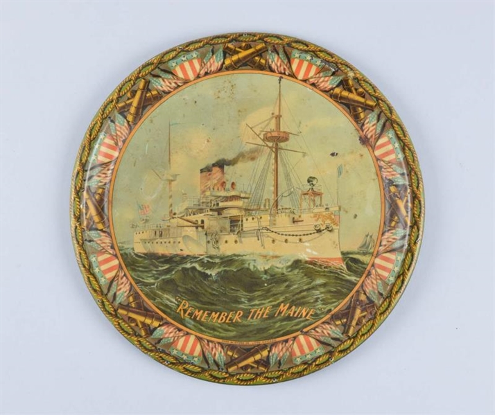 "REMEMBER THE MAINE" ADVERTISING TRAY.            