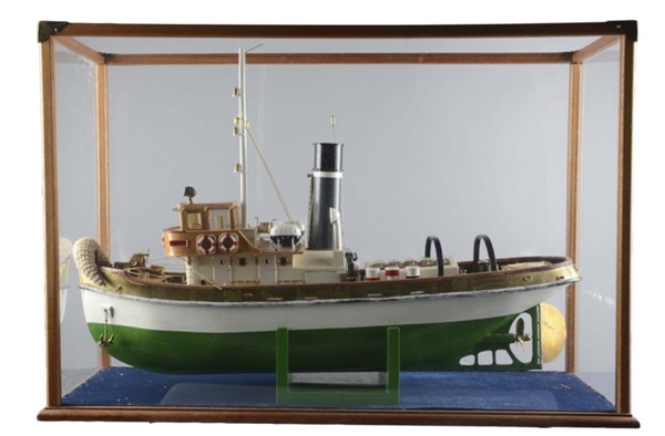 MODEL SHIP IN DISPLAY CASE                        