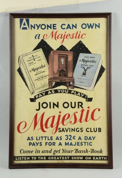 ADVERTISING SIGN "JOIN OUR MAJESTIC".             