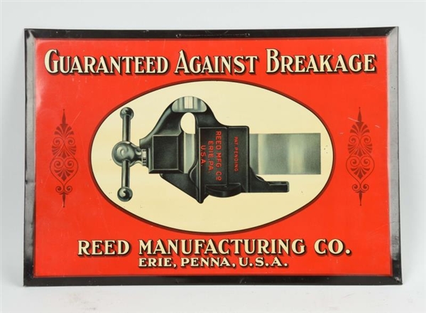 REED MFG CO. TIN OVER CARDBOARD ADVERTISING SIGN. 