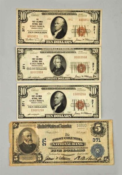 LOT OF 4: SMALL & LARGE COLUMBIA, PA NOTES.       