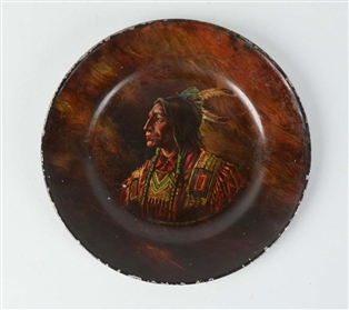 RED HAWK INDIAN TIN LITHO ADVERTISING PLATE.      