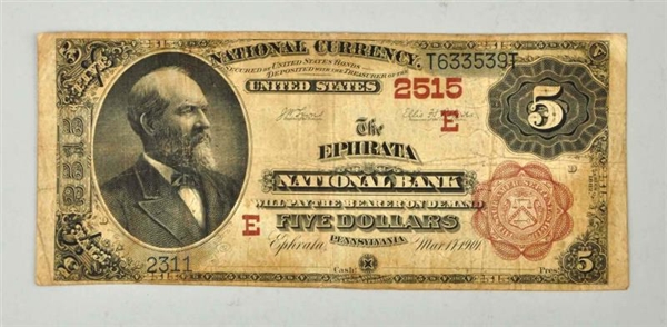 $5 1882 BB EPHRATA PA.                            