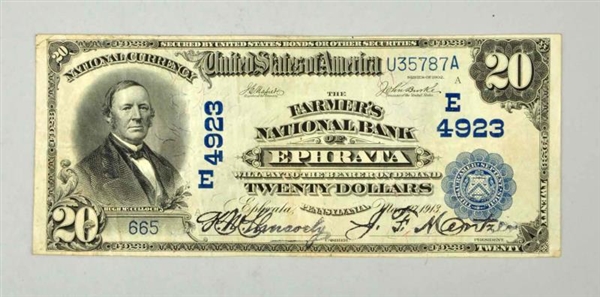 $20 1902 DB EPHRATA PA.                           