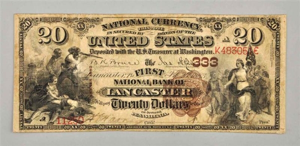 $20 1882 BB LANCASTER PA.                         