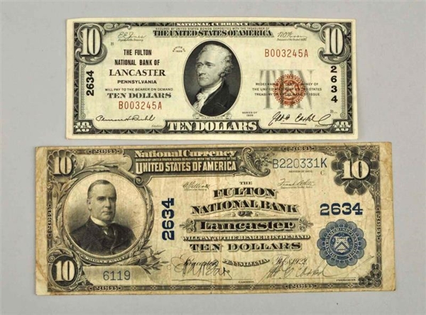 LOT OF 2: $10 NOTES LANCASTER PA.                 