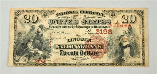 $20 1882 BB LINCOLN PA.                           