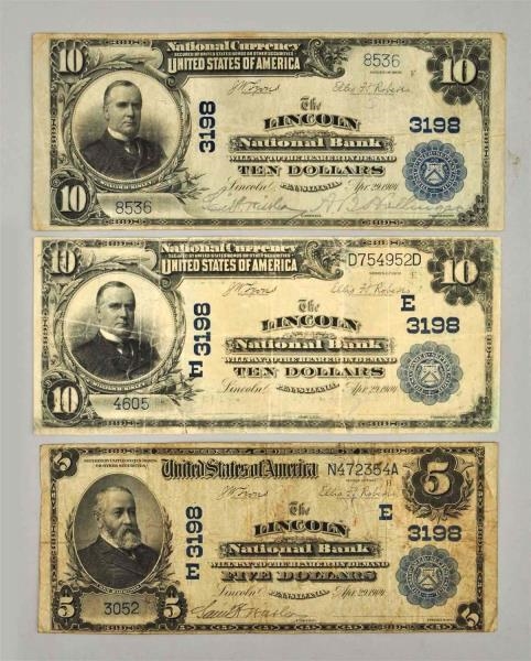LOT OF 3: 1902 LINCOLN, PA NOTES.                 