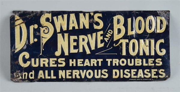 DR. SWANS NERVE & BLOOD TONIC TIN SIGN.          