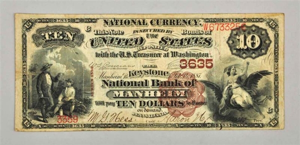 $10 1882 NOTE BB MANHEIM PA.                      