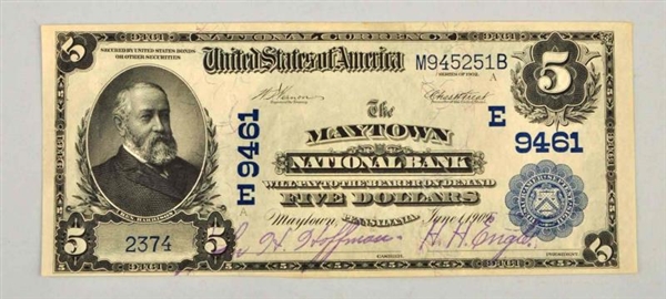 $5 1902 MAYTOWN PA NOTE.                          