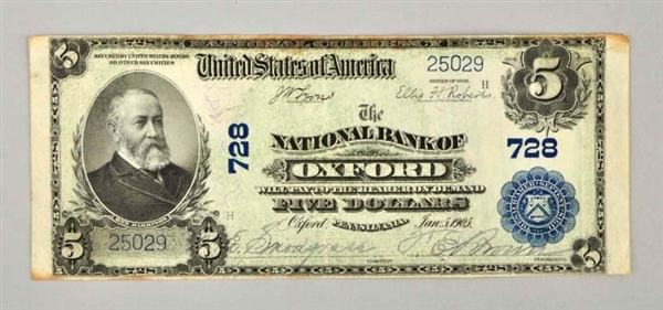 $5 1902 NEW OXFORD PA.                            