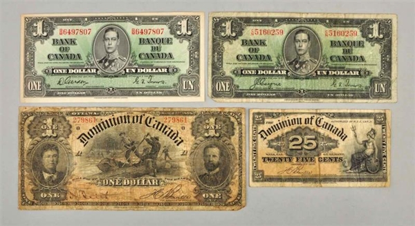 LOT OF 4: CANADIAN CURRENCY.                      