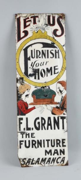 EARLY GRANT FURNITURE TIN SIGN.                   