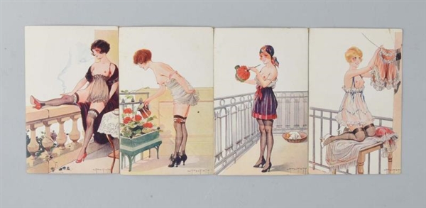 LOT OF 4: FRENCH NUDE WOMEN POSTCARDS.            