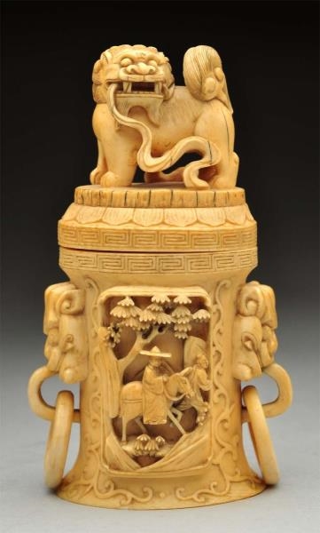 CARVED IVORY PIECE WITH LID.                      