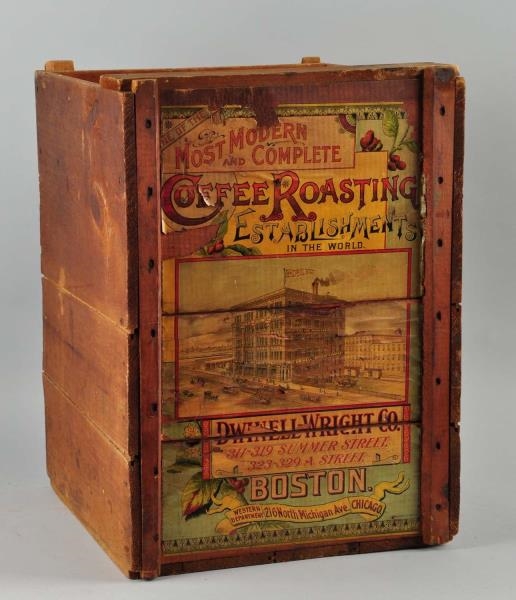 DWINDLE WRIGHT CO COFFEE ADVERTISING WOODEN CRATE.