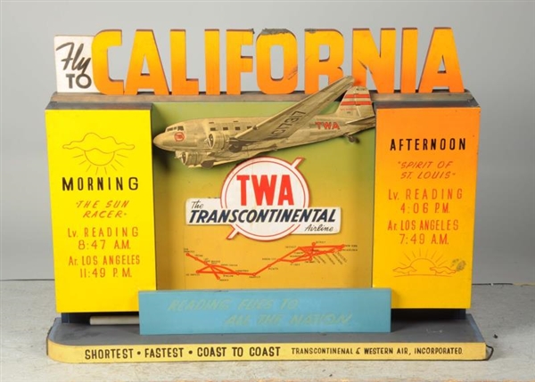 TWA AIRLINES LIGHT UP ADVERTISING DISPLAY SIGN.   