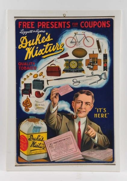 EARLY POSTER FROM DUKE’S MIXTURE TOBACCO.         