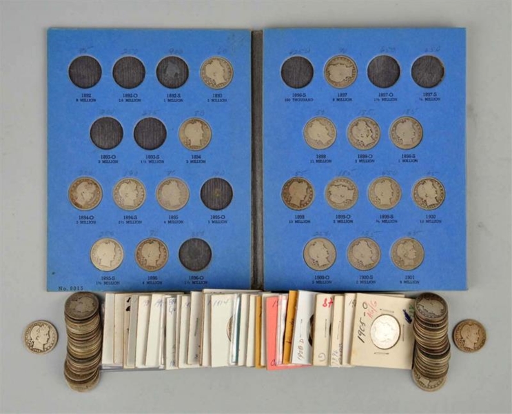 LOT OF 105 BARBER HEAD COINS.                     