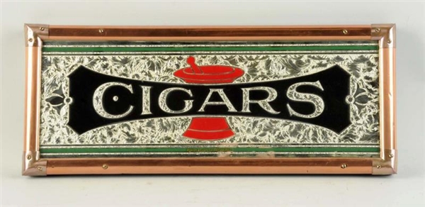CIGARS REVERSE ON GLASS SIGN.                     