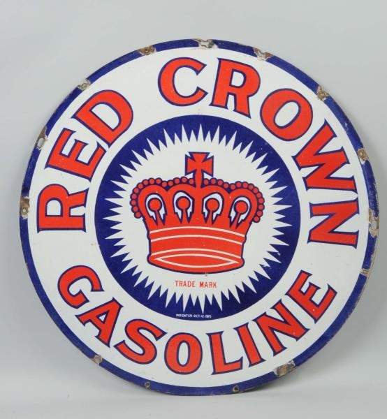 RED CROWN GASOLINE WITH LOGO SIGN.                