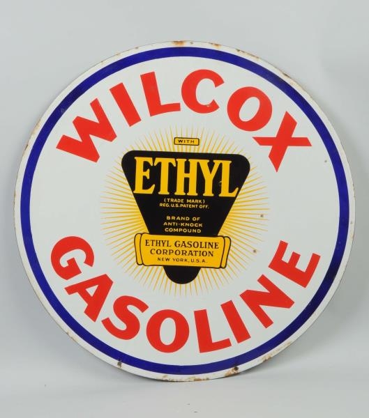 WILCOX GASOLINE WITH ETHYL LOGO SIGN.             