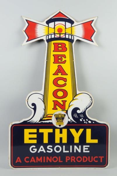 BEACON ETHYL GASOLINE WITH LOGO SIGN.             