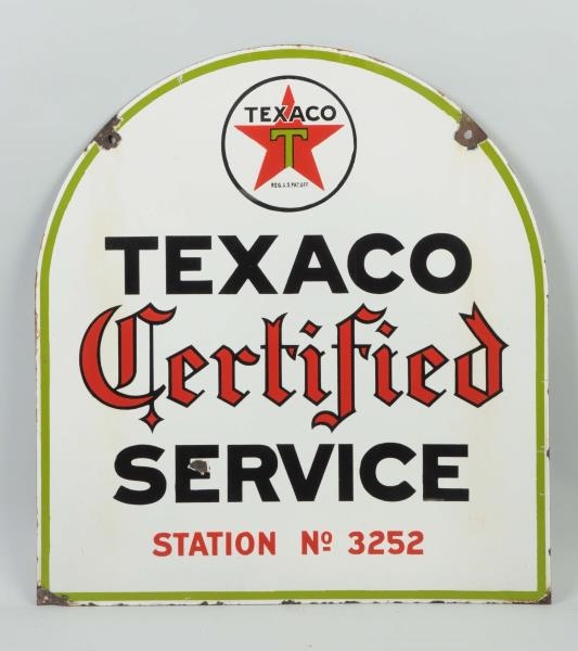 TEXACO (BLACK-T) CERTIFIED SERVICE SIGN.          