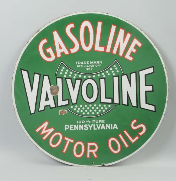 VALVOLINE GASOLINE MOTOR OIL WITH LOGO SIGN.      