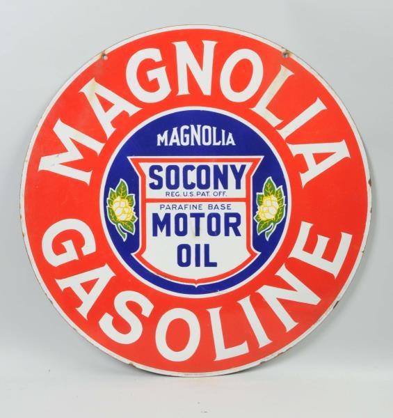 MAGNOLIA GASOLINE SOCONY MOTOR OIL SIGN.          