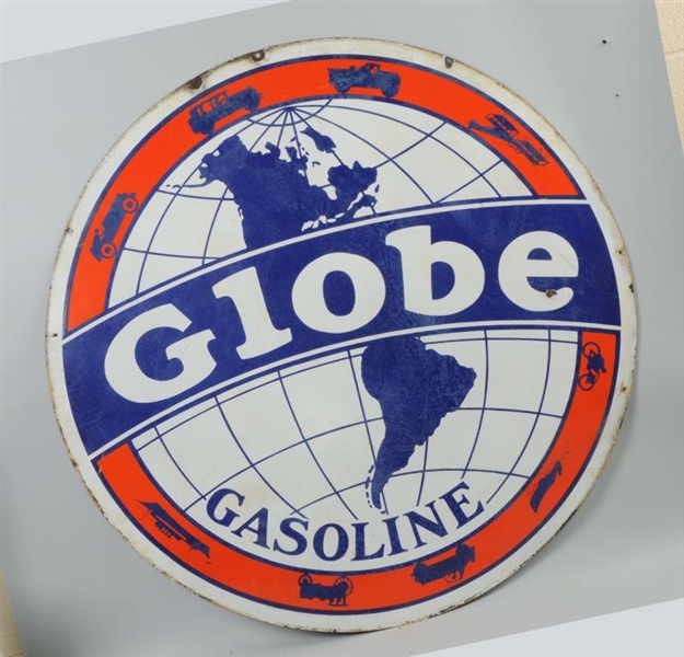 RARE VERSION GLOBE GASOLINE WITH RED BAND SIGN.   