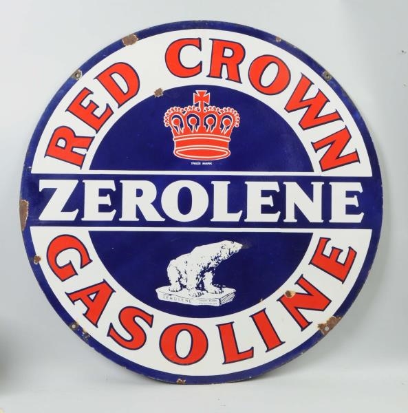 RED CROWN GASOLINE ZEROLENE WITH LOGOS SIGN.      